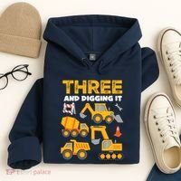 3 Three And Digging It 3rd Birthday Boy Construction Truck Hoodie thumb 4