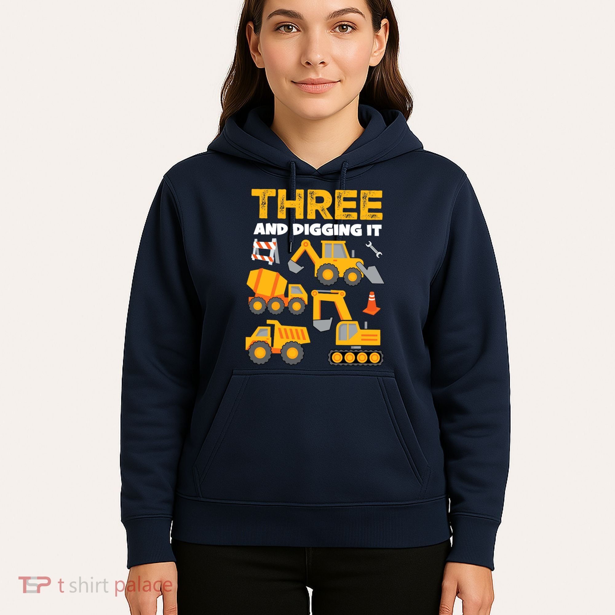 3 Three And Digging It 3rd Birthday Boy Construction Truck Hoodie