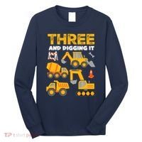 3 Three And Digging It 3rd Birthday Boy Construction Truck Long Sleeve Shirt thumb 0