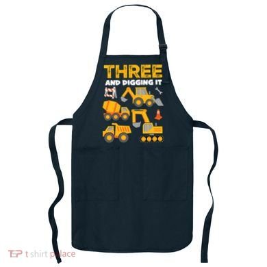 3 Three And Digging It 3rd Birthday Boy Construction Truck Apron