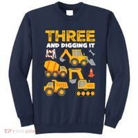 3 Three And Digging It 3rd Birthday Boy Construction Truck Sweatshirt thumb 0
