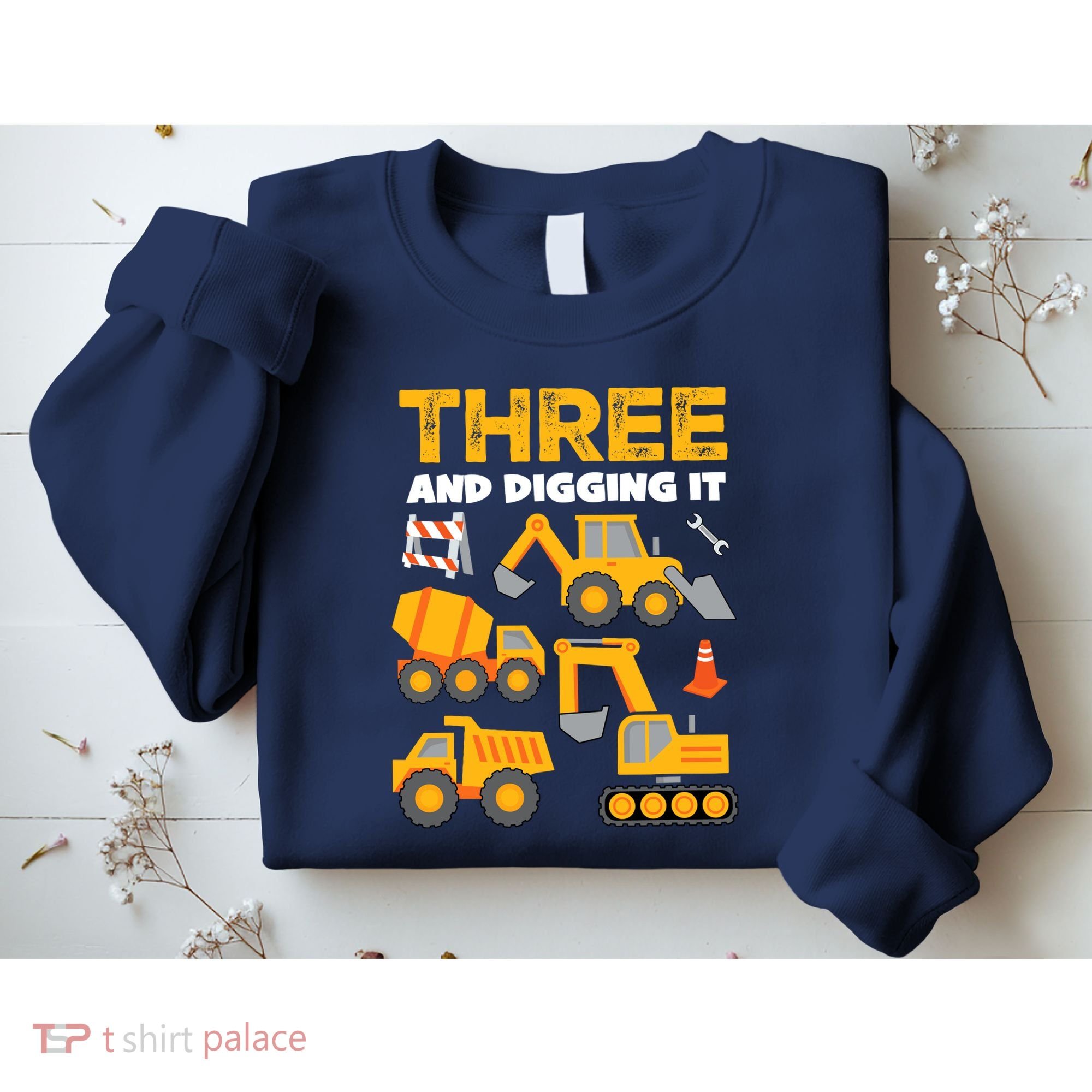 3 Three And Digging It 3rd Birthday Boy Construction Truck Sweatshirt