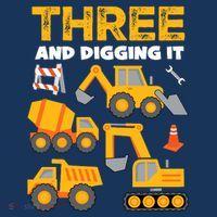 3 Three And Digging It 3rd Birthday Boy Construction Truck Sweatshirt thumb 3