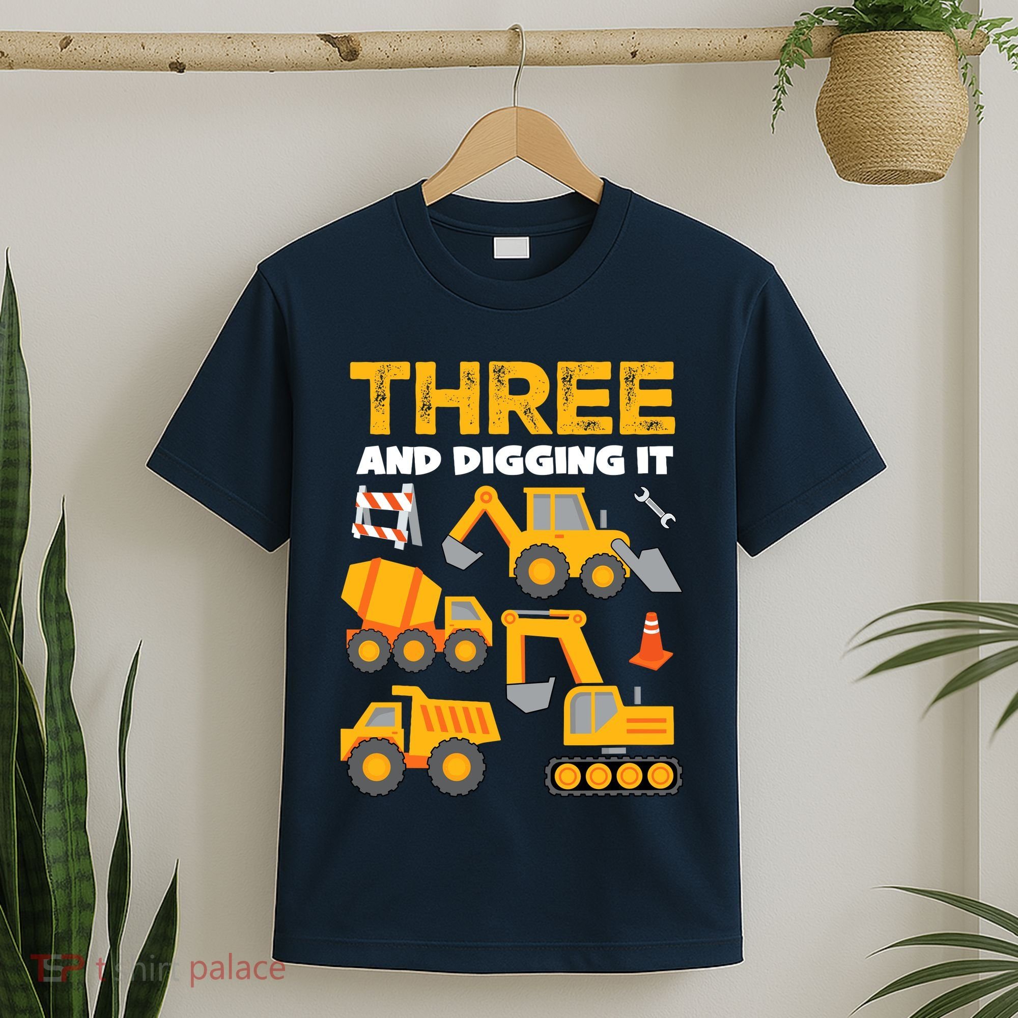 3 Three And Digging It 3rd Birthday Boy Construction Truck T-Shirt