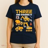 3 Three And Digging It 3rd Birthday Boy Construction Truck T-Shirt thumb 4