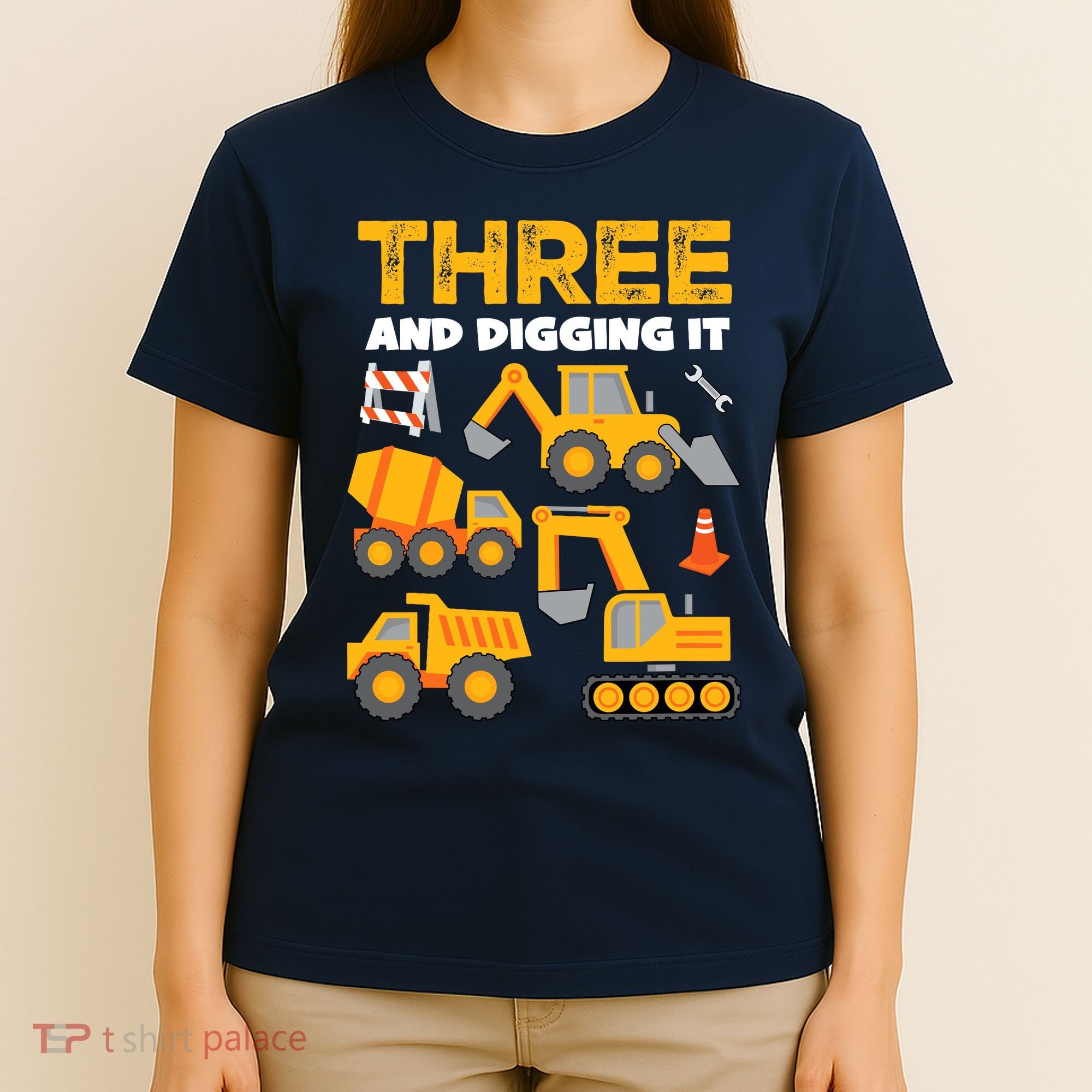 3 Three And Digging It 3rd Birthday Boy Construction Truck T-Shirt