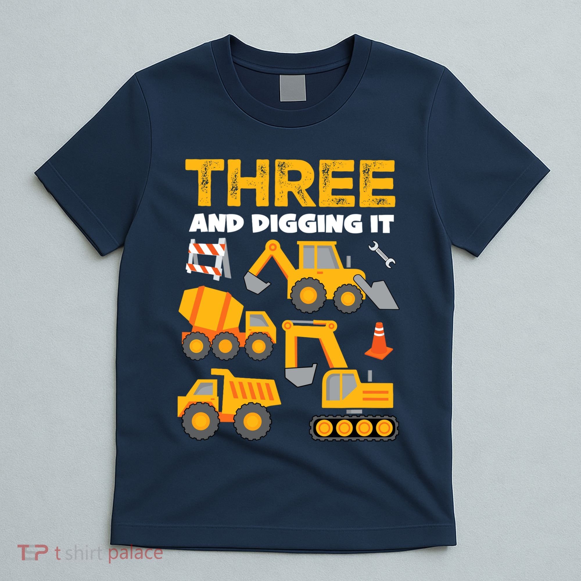 3 Three And Digging It 3rd Birthday Boy Construction Truck T-Shirt