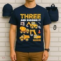 3 Three And Digging It 3rd Birthday Boy Construction Truck T-Shirt thumb 6