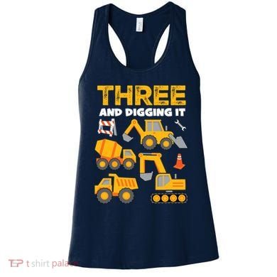 3 Three And Digging It 3rd Birthday Boy Construction Truck Women's Tank Top