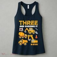 3 Three And Digging It 3rd Birthday Boy Construction Truck Women's Tank Top thumb 3