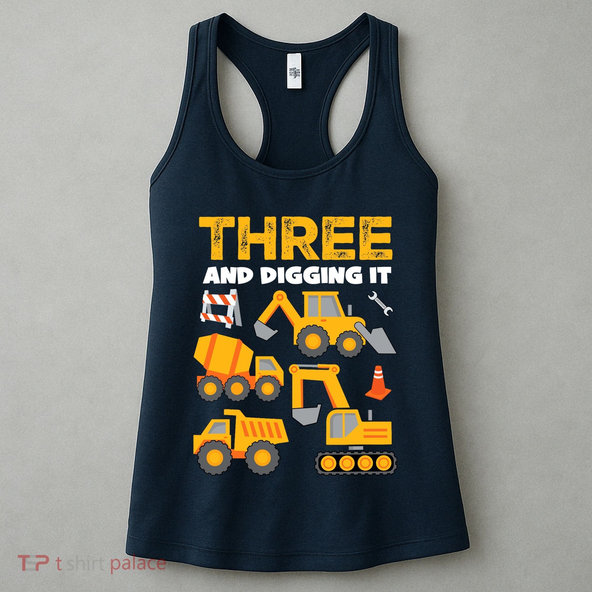 3 Three And Digging It 3rd Birthday Boy Construction Truck Women's Tank Top