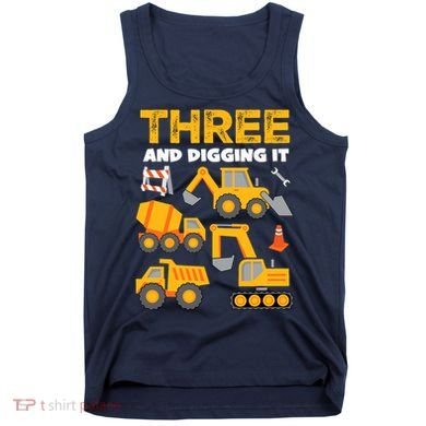 3 Three And Digging It 3rd Birthday Boy Construction Truck Tank Top