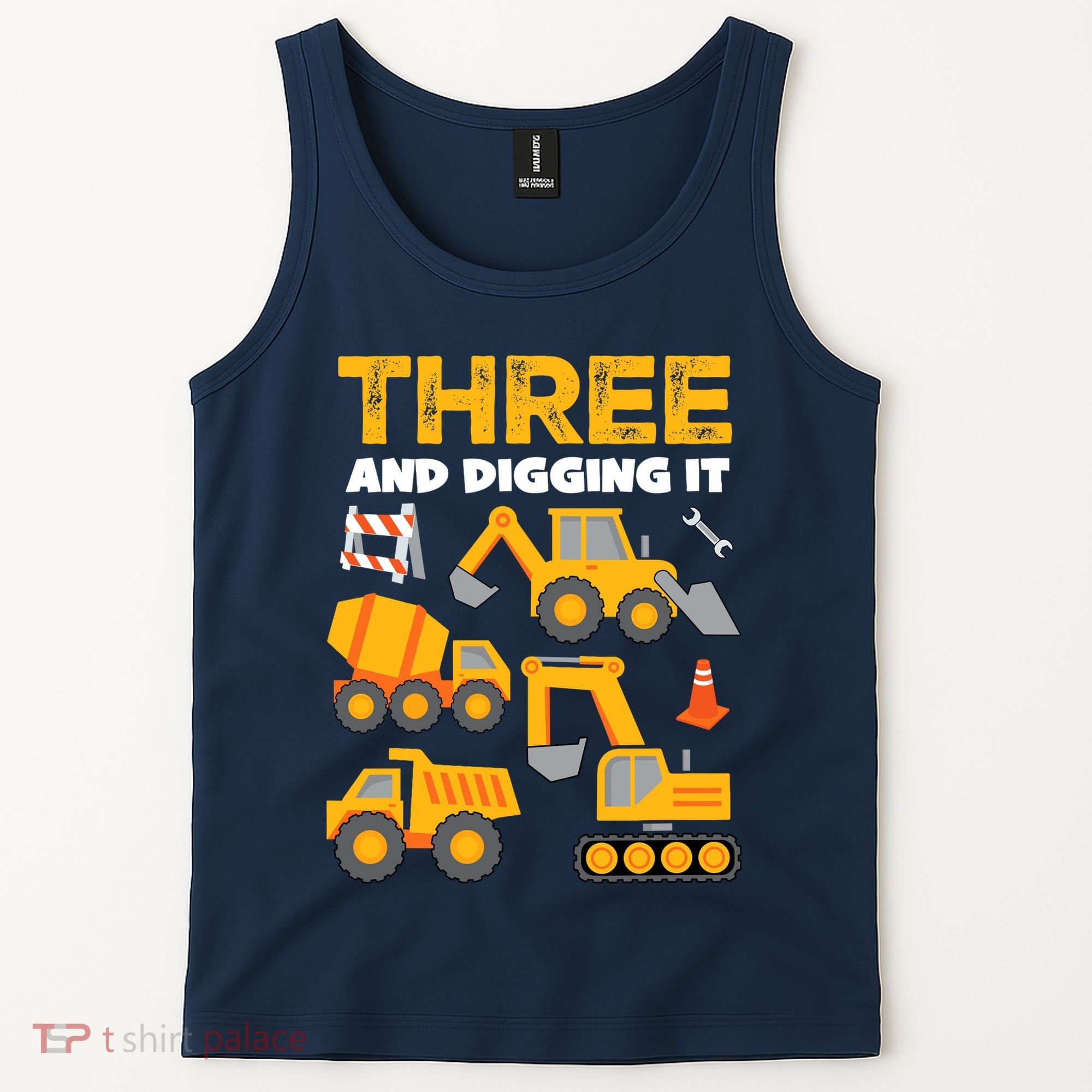 3 Three And Digging It 3rd Birthday Boy Construction Truck Tank Top