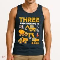 3 Three And Digging It 3rd Birthday Boy Construction Truck Tank Top thumb 3