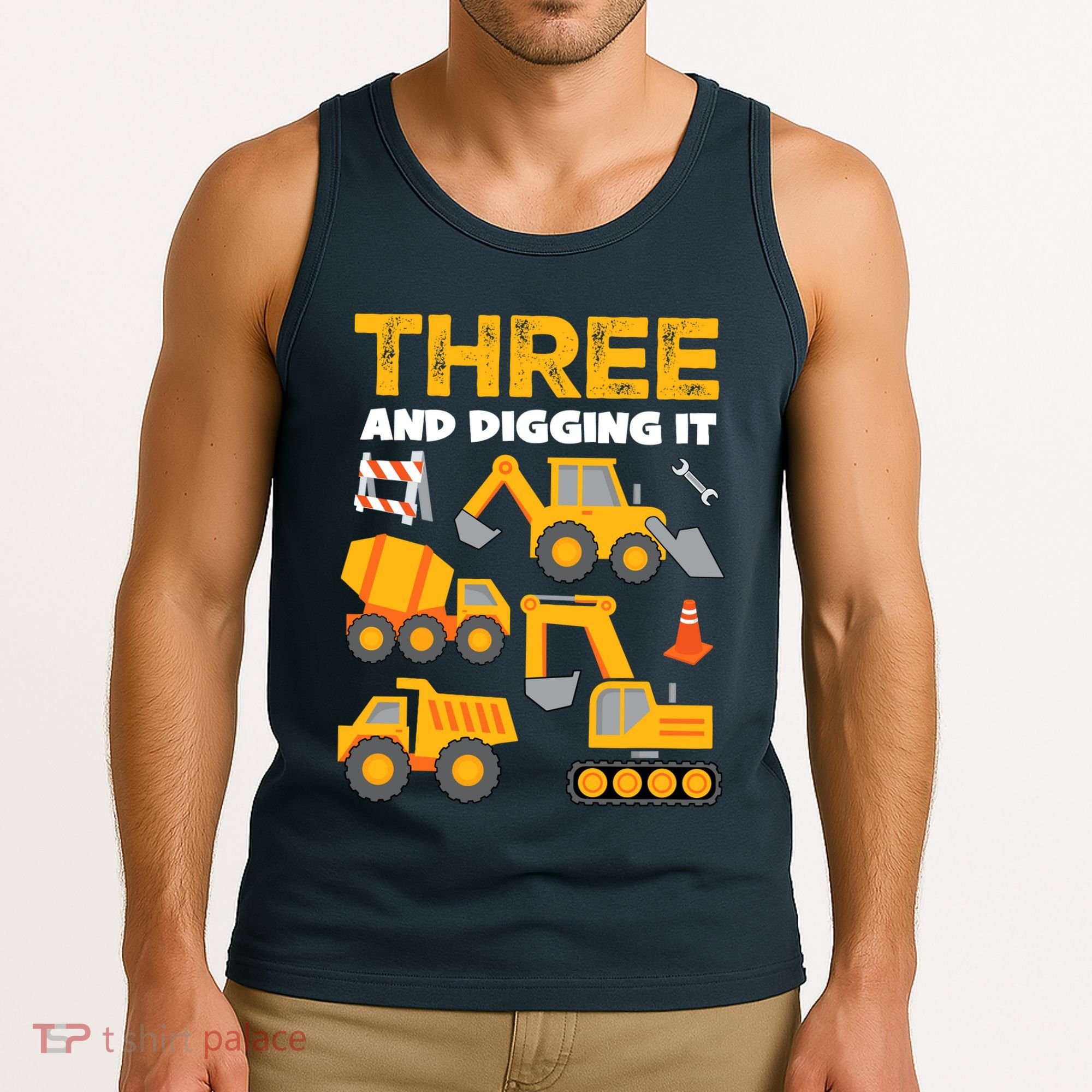 3 Three And Digging It 3rd Birthday Boy Construction Truck Tank Top