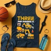 3 Three And Digging It 3rd Birthday Boy Construction Truck Tank Top thumb 4