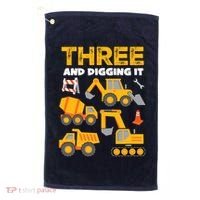 3 Three And Digging It 3rd Birthday Boy Construction Truck Golf Towel thumb 0