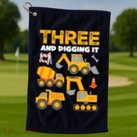 3 Three And Digging It 3rd Birthday Boy Construction Truck Golf Towel thumb 1