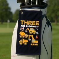 3 Three And Digging It 3rd Birthday Boy Construction Truck Golf Towel thumb 2