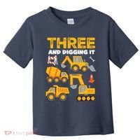 3 Three And Digging It 3rd Birthday Boy Construction Truck Toddler T-Shirt thumb 0