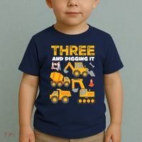 3 Three And Digging It 3rd Birthday Boy Construction Truck Toddler T-Shirt thumb 2