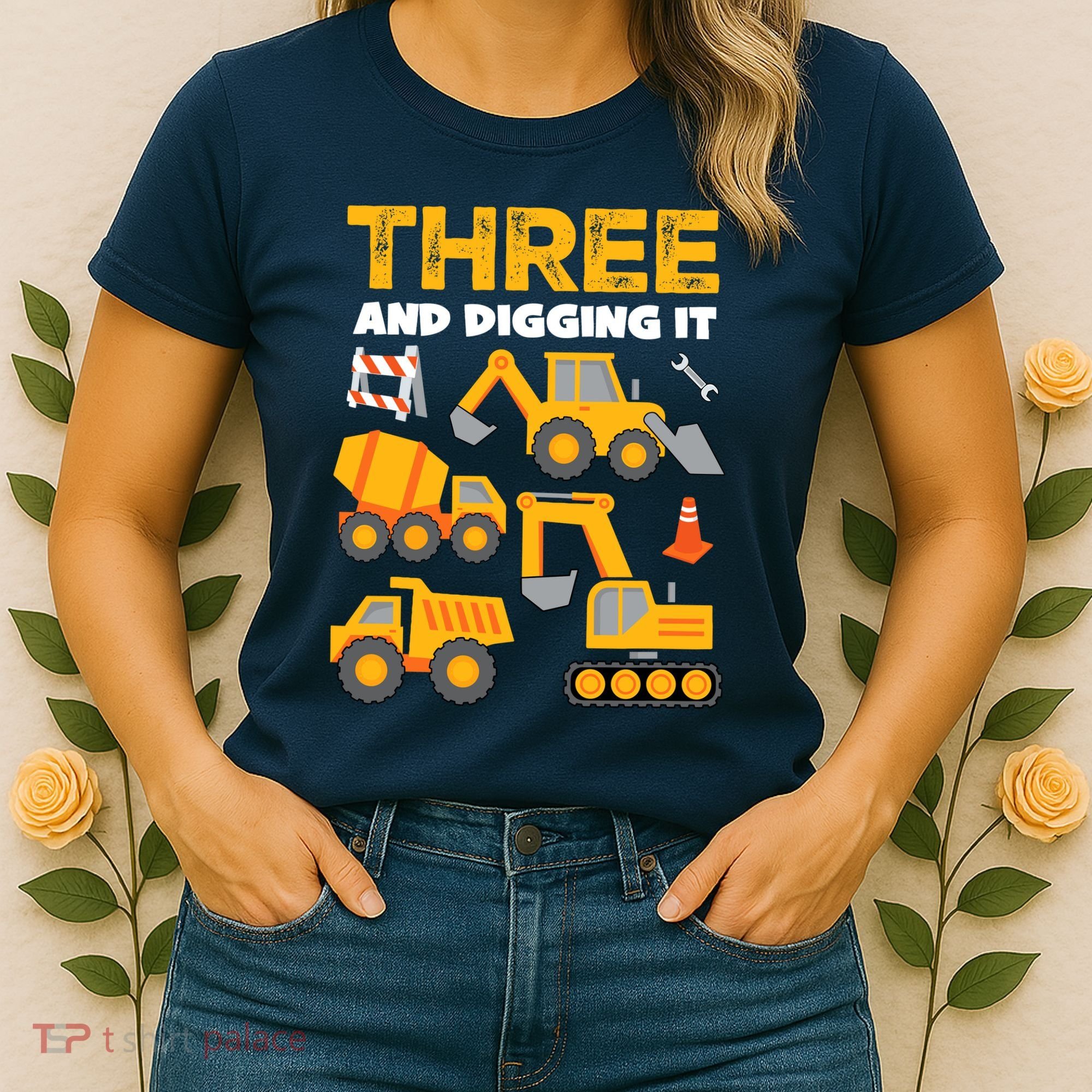 3 Three And Digging It 3rd Birthday Boy Construction Truck Women's T-Shirt