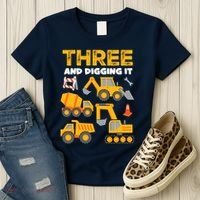 3 Three And Digging It 3rd Birthday Boy Construction Truck Women's T-Shirt thumb 3