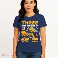 3 Three And Digging It 3rd Birthday Boy Construction Truck Women's T-Shirt thumb 4