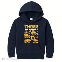 3 Three And Digging It 3rd Birthday Boy Construction Truck Kids Hoodie thumb 0