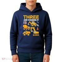 3 Three And Digging It 3rd Birthday Boy Construction Truck Kids Hoodie thumb 4