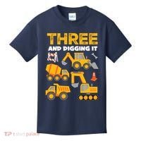 3 Three And Digging It 3rd Birthday Boy Construction Truck Kids T-Shirt thumb 0