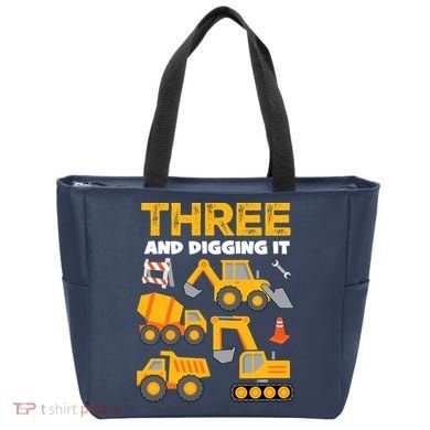 3 Three And Digging It 3rd Birthday Boy Construction Truck Tote Bag