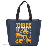 3 Three And Digging It 3rd Birthday Boy Construction Truck Tote Bag thumb 0