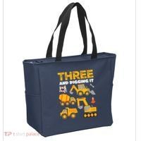 3 Three And Digging It 3rd Birthday Boy Construction Truck Tote Bag thumb 2