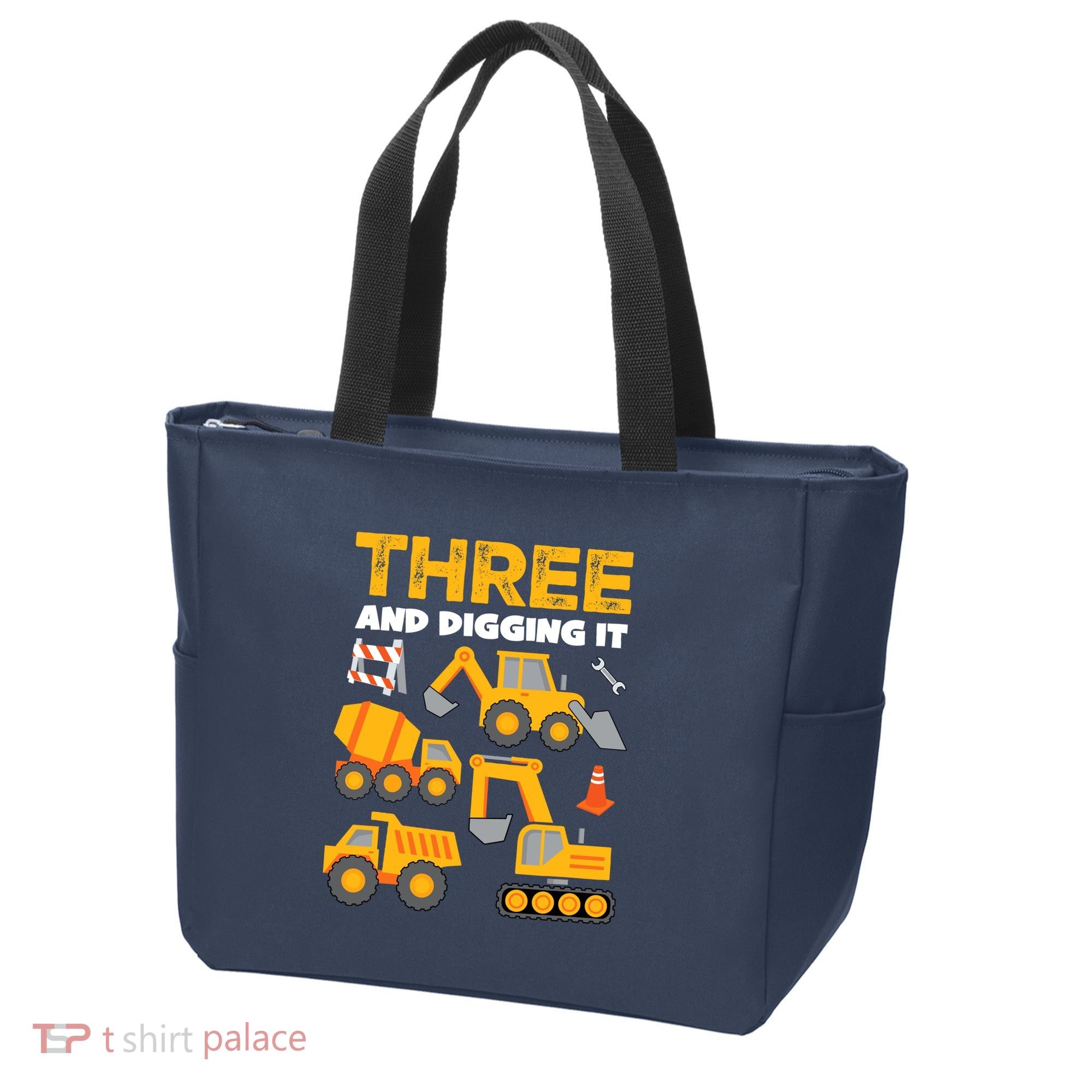 3 Three And Digging It 3rd Birthday Boy Construction Truck Tote Bag