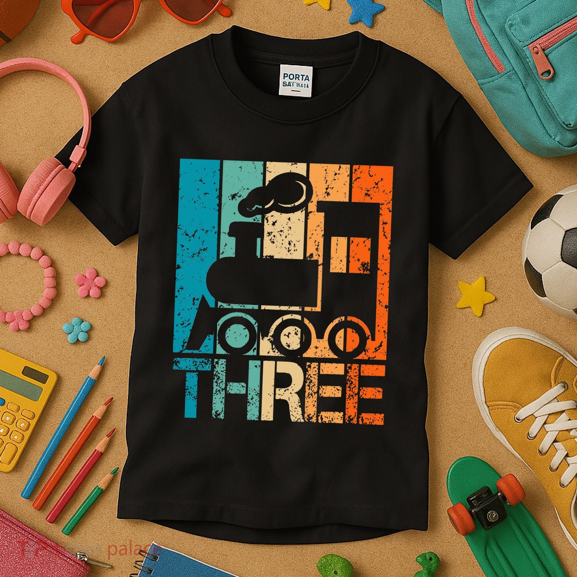 3rd Train Birthday 3 Year Old 3yr Birthday Train Kids T-Shirt