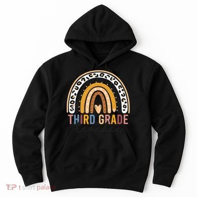 3rd Third Grade Teacher Cute Leopard Rainbow To School Hoodie