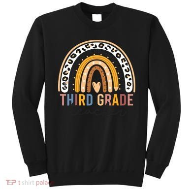 3rd Third Grade Teacher Cute Leopard Rainbow To School Sweatshirt