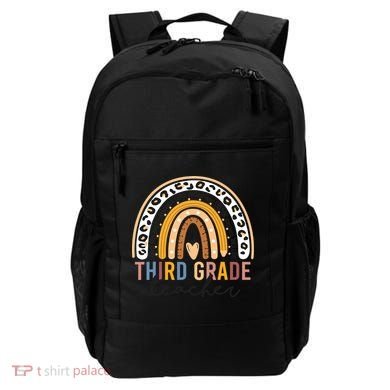 3rd Third Grade Teacher Cute Leopard Rainbow To School Backpack