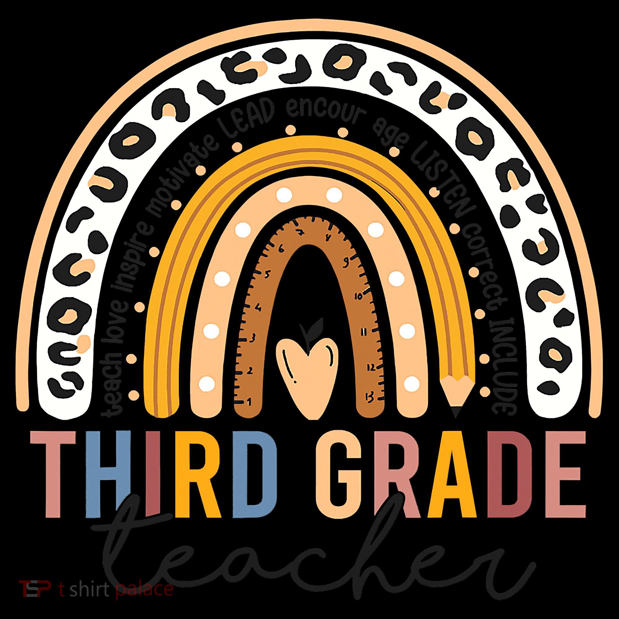 3rd Third Grade Teacher Cute Leopard Rainbow To School Button