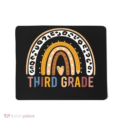 3rd Third Grade Teacher Cute Leopard Rainbow To School Mousepad