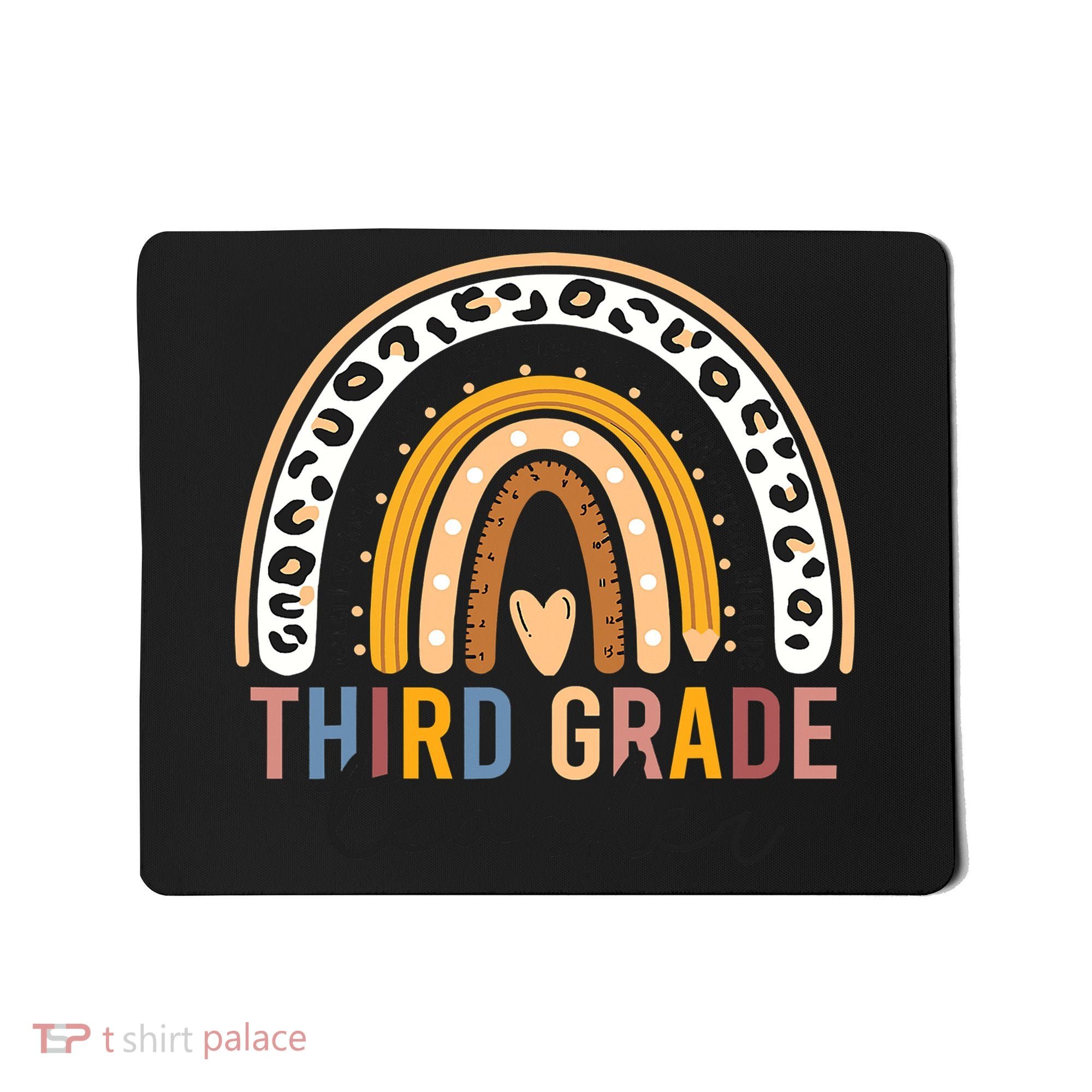 3rd Third Grade Teacher Cute Leopard Rainbow To School Mousepad