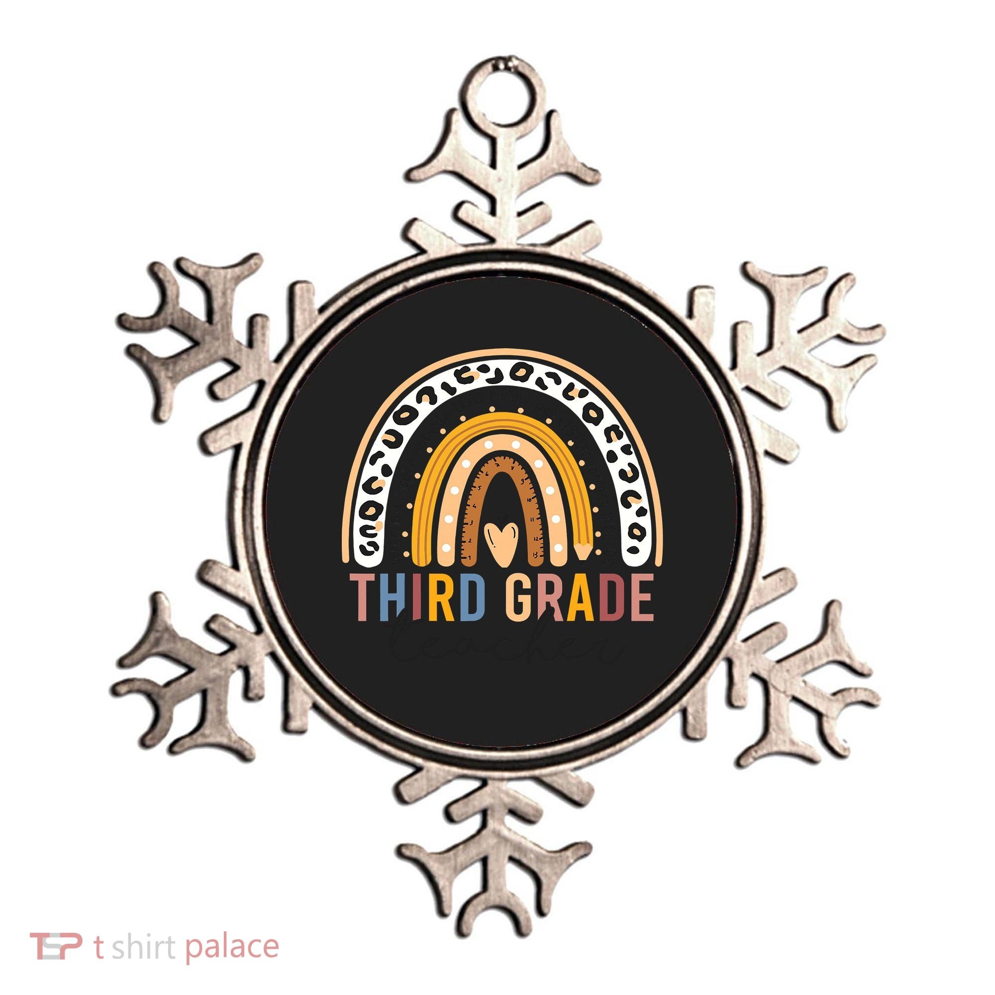 3rd Third Grade Teacher Cute Leopard Rainbow To School Ornament