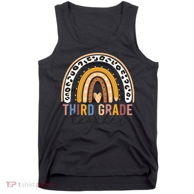 3rd Third Grade Teacher Cute Leopard Rainbow To School Tank Top