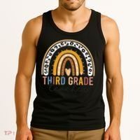 3rd Third Grade Teacher Cute Leopard Rainbow To School Tank Top thumb 3