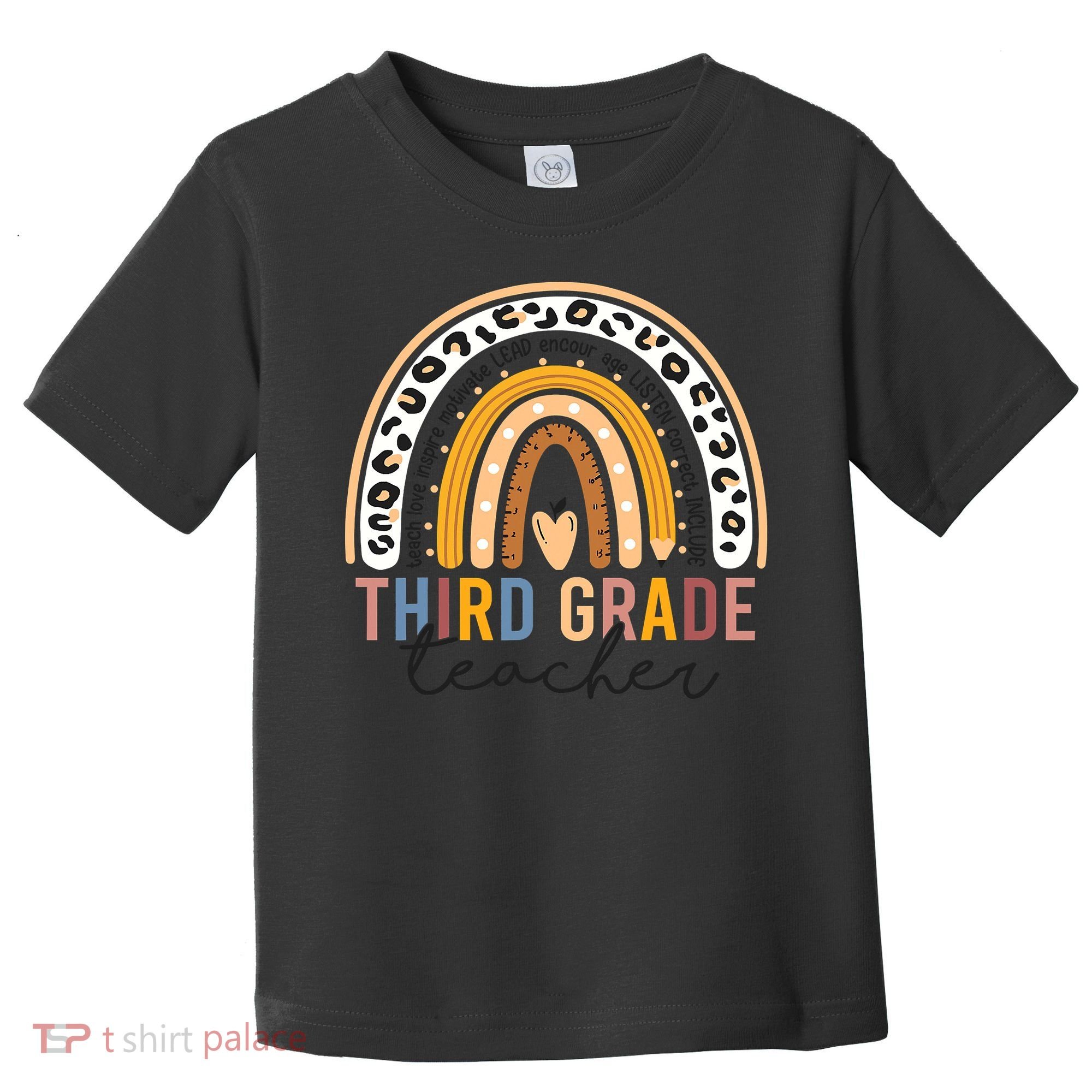 3rd Third Grade Teacher Cute Leopard Rainbow To School Toddler T-Shirt