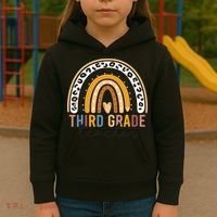 3rd Third Grade Teacher Cute Leopard Rainbow To School Kids Hoodie thumb 3