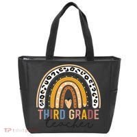 3rd Third Grade Teacher Cute Leopard Rainbow To School Tote Bag thumb 0