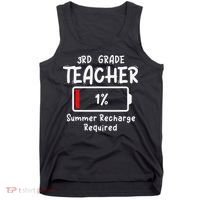 3rd-Grade Teacher Summer Recharge Required Last Day School Tank Top thumb 0