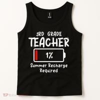 3rd-Grade Teacher Summer Recharge Required Last Day School Tank Top thumb 2
